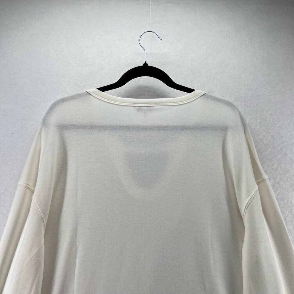 Juicy Couture Sweatshirt Sz L Terry Keyhole Neck Long Sleeve Pullover Off White - Picture 5 of 10